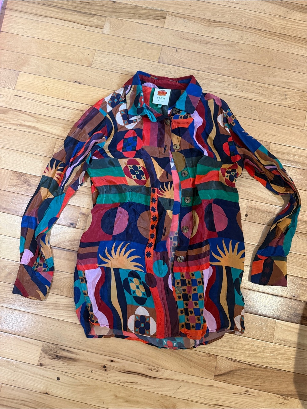 FARM Rio Multicolor Abstract Print Button-Front Shirt